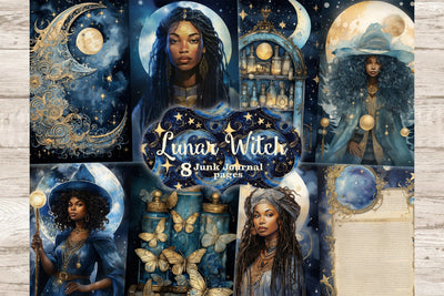 Lunar Witch Junk Journal Paper | Celestial Printable SVG GlamArtZhanna 