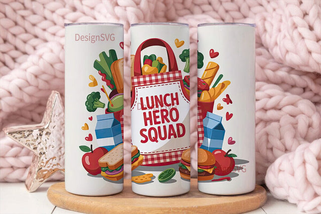 Lunch Hero Squad 20oz Tumbler Wrap Sublimation DesignSVG 