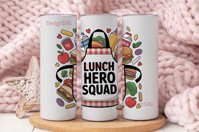 Lunch Hero Squad 20oz Tumbler Wrap Sublimation DesignSVG 