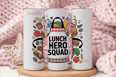 Lunch Hero Squad 20oz Tumbler Wrap Sublimation DesignSVG 