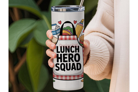Lunch Hero Squad 20oz Tumbler Wrap Sublimation DesignSVG 