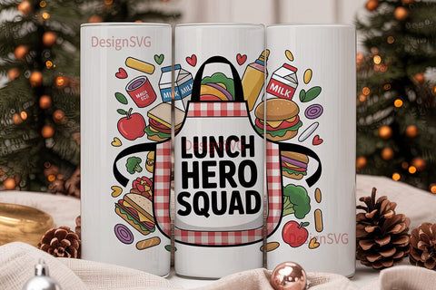 Lunch Hero Squad 20oz Tumbler Wrap Sublimation DesignSVG 