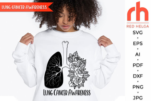 Lung Cancer Awareness SVG, Lungs with Roses Cut File, Respiratory Therapist DXF, Floral Design PDF, Support Squad Team SVG RedHelgaArt 