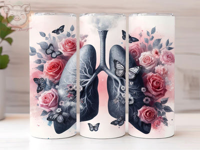 Lung Cancer Fighter 20oz Skinny Tumbler, Floral Lung tumbler Png, Sublimation Design, Digital, Digital Download PNG Sublimation Lara' s Designs 