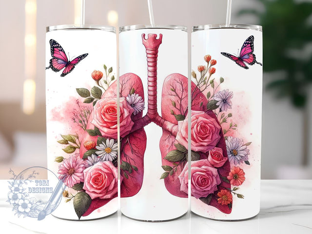 Lungs Flower Anatomy 20 oz Skinny Tumbler Sublimation Design, Flower Lung Tumbler Png, Straight & Tapered Tumbler Wrap, Instant Digital Download Sublimation ToriDesigns 
