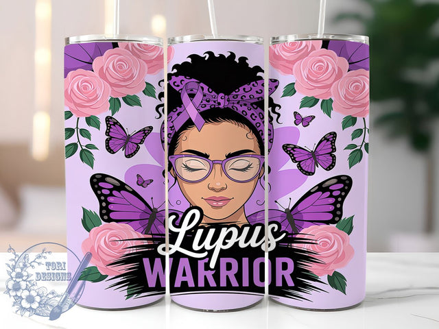 Lupus Warrior Afro Messy Bun Tumbler Wrap, Afro Messy Bun Wrap, 20oz Sublimation Tumbler, Lupus Awareness Design, Warrior Tumbler Wrap, Chronic Illness Support, Afro Hair Tumbler Design Sublimation ToriDesigns 