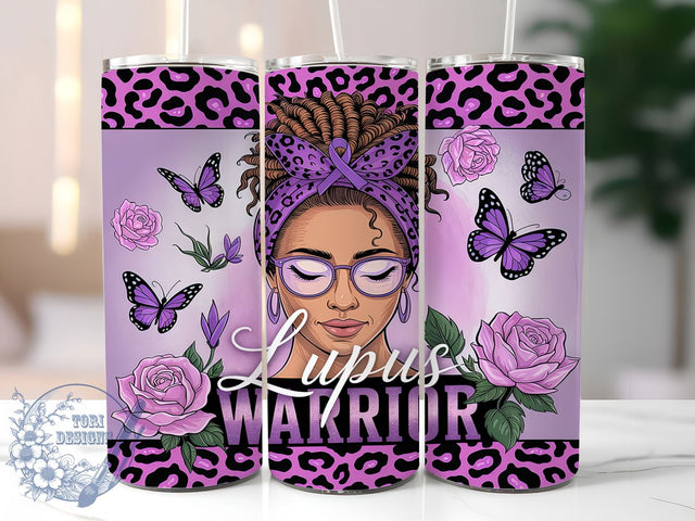 Lupus Warrior Afro Messy Bun Tumbler Wrap, Afro Messy Bun Wrap, 20oz Sublimation Tumbler, Lupus Awareness Design, Warrior Tumbler Wrap, Chronic Illness Support, Afro Hair Tumbler Design Sublimation ToriDesigns 