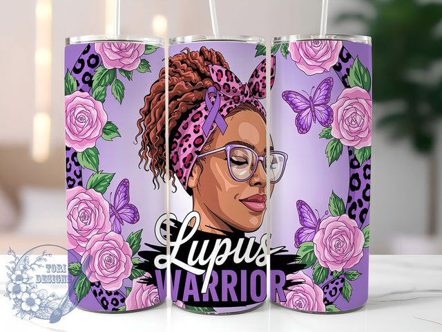 Lupus Warrior Afro Messy Bun Tumbler Wrap, Afro Messy Bun Wrap, 20oz Sublimation Tumbler, Lupus Awareness Design, Warrior Tumbler Wrap, Chronic Illness Support, Afro Hair Tumbler Design Sublimation ToriDesigns 