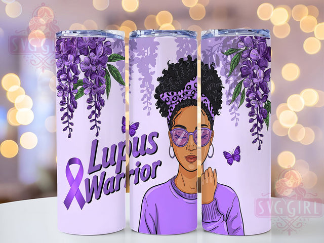 Lupus Warrior Purple Butterfly Tumbler, Black Woman Warrior, Health Support Design, Autoimmune Fighter Gift, Purple Butterfly Design, Strong Woman Gift, Medical Support Present Sublimation SvggirlplusArt 