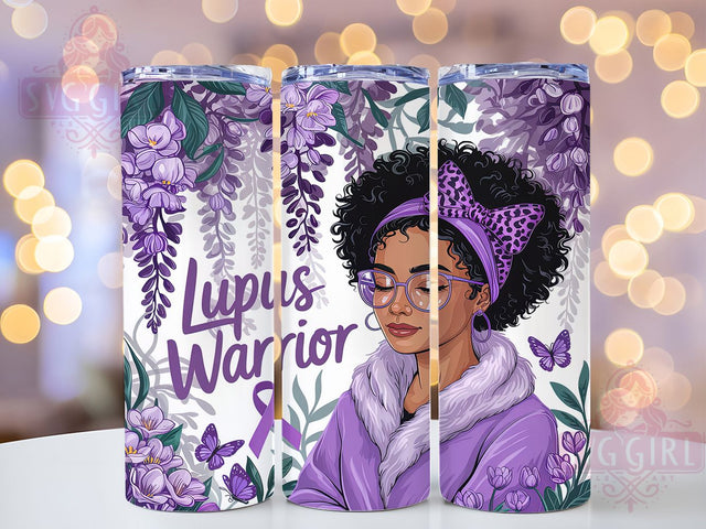 Lupus Warrior Purple Butterfly Tumbler, Black Woman Warrior, Health Support Design, Autoimmune Fighter Gift, Purple Butterfly Design, Strong Woman Gift, Medical Support Present Sublimation SvggirlplusArt 