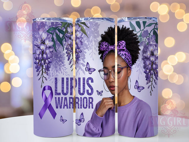 Lupus Warrior Purple Butterfly Tumbler, Black Woman Warrior, Health Support Design, Autoimmune Fighter Gift, Purple Butterfly Design, Strong Woman Gift, Medical Support Present Sublimation SvggirlplusArt 