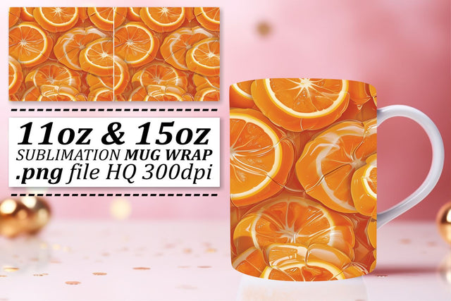 Luscious Citrus Mug Wrap: Vibrant Sublimation Sublimation afrosvg 