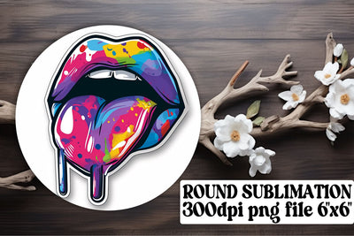 Luscious Lips Sublimation Artistry: Sensual Decor for Circle & Car Sublimation afrosvg 