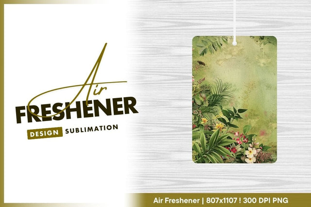 Lush botanical illustration with green textured background Sublimation Regulrcrative 