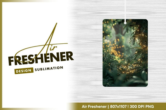 Lush Green Foliage with Golden Bokeh Lights in a Forest Setting Sublimation Regulrcrative 