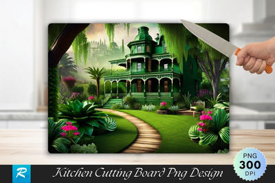 Lush Green Garden Background Cutting Board Sublimation Regulrcrative 