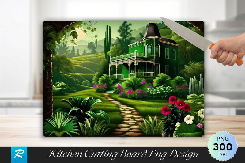 Lush Green Garden Background Cutting Board Sublimation Regulrcrative 