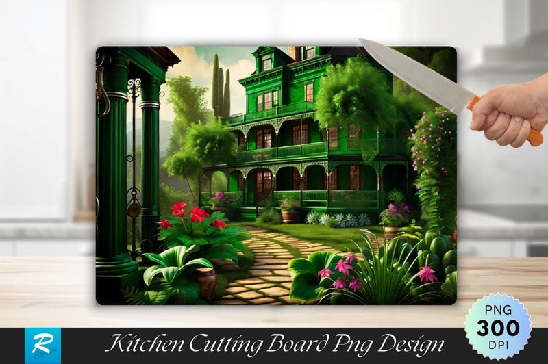 Lush Green Garden Background Cutting Board Sublimation Regulrcrative 