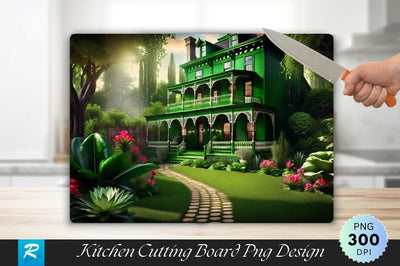 Lush Green Garden Background Cutting Board Sublimation Regulrcrative 