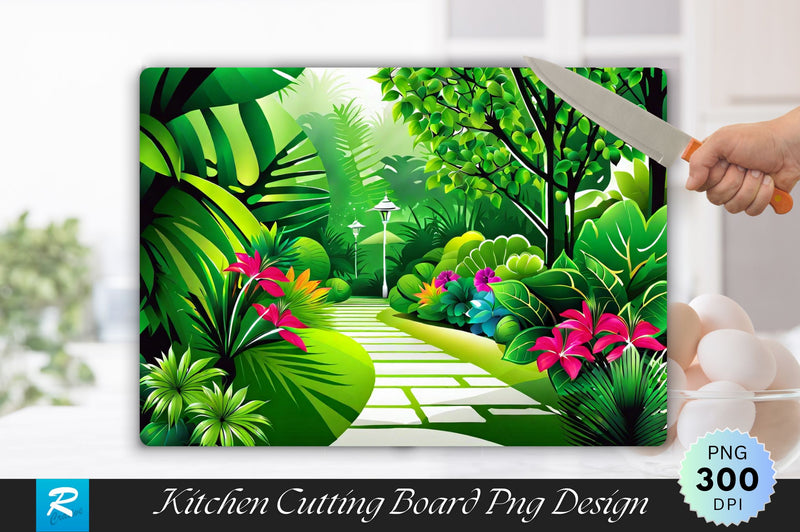 Lush Green Garden Cutting Board Sublimation Regulrcrative 