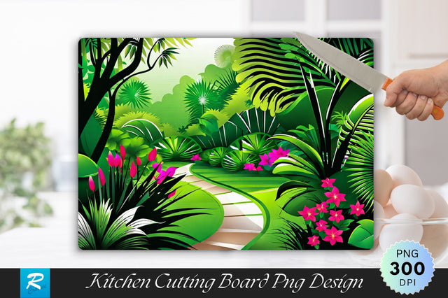 Lush Green Garden Cutting Board Sublimation Regulrcrative 