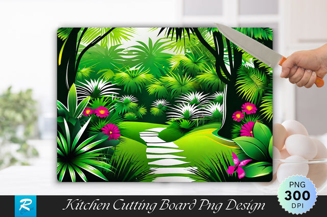 Lush Green Garden Cutting Board Sublimation Regulrcrative 