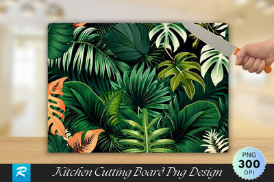 Lush Green Tropical Leaves Cutting Board Sublimation Regulrcrative 