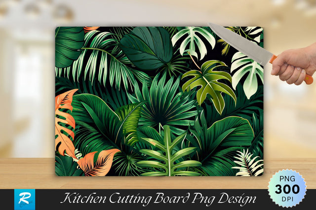 Lush Green Tropical Leaves Cutting Board Sublimation Regulrcrative 