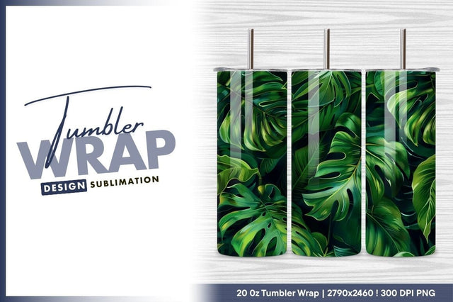 Lush green tropical leaves pattern background Sublimation Regulrcrative 