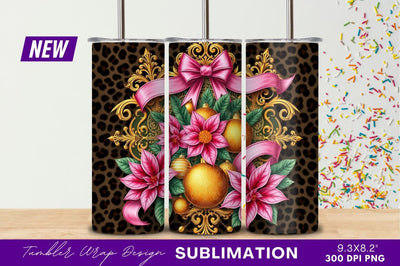 Luxurious Christmas Ornament Floral Tumbler Png Design Sublimation Regulrcrative 