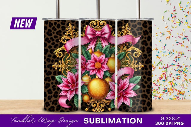 Luxurious Christmas Ornament Floral Tumbler Png Design Sublimation Regulrcrative 
