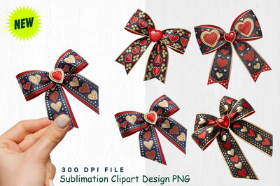 Luxurious Heart Ribbon Bow Clipart Sublimation Regulrcrative 