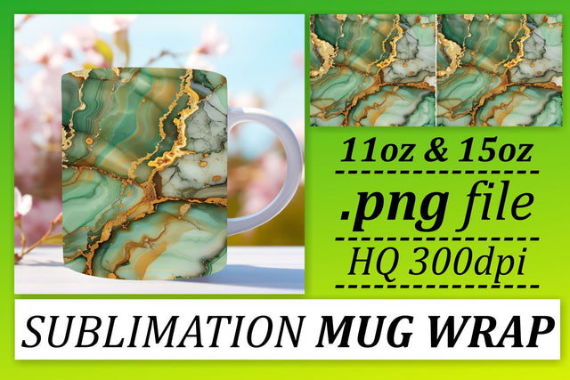 Luxurious Marble Design Mug Wrap, Sublimation, 11oz 15oz Sublimation afrosvg 