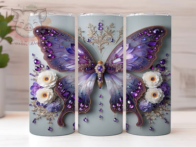 Luxury 3D Purple Gold Butterfly Tumbler, Purple Gold Tumbler PNG, 20oz Sublimation Design, Elegant Butterfly Wrap, Metallic Butterfly Tumbler, Glam Butterfly Tumbler, Luxury Tumbler Sublimation Lara' s Designs 