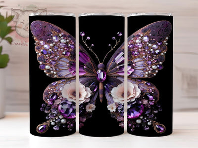 Luxury 3D Purple Gold Butterfly Tumbler, Purple Gold Tumbler PNG, 20oz Sublimation Design, Elegant Butterfly Wrap, Metallic Butterfly Tumbler, Glam Butterfly Tumbler, Luxury Tumbler Sublimation Lara' s Designs 