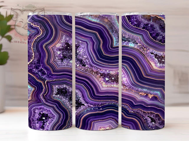 Luxury Amethyst Agate Slab 20oz Tumbler, Amethyst Agate Motif, Luxury Slab Design, Crystal Theme, Elegant Accent, Mystical Charm, Sublimation Wrap, 20oz Tumbler Sublimation Lara' s Designs 