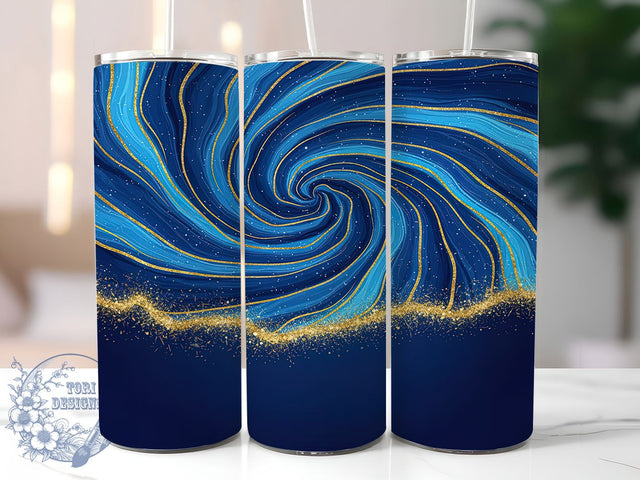 Luxury Blue Marble Tumbler, Abstract Alcohol Ink Wrap, Silver Foil Effect Cup, 20oz Sublimation Wrap, Stylish Marble Design Tumbler, Artistic Blue Ink Cup, Elegant Modern Luxury Theme Wrap Sublimation ToriDesigns 