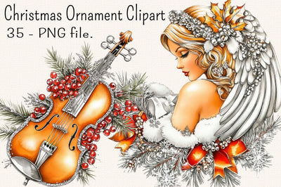 Luxury Christmas Ornament Clipart PNG Bundle. Sublimation SVGArt 