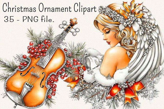 Luxury Christmas Ornament Clipart PNG Bundle. Sublimation SVGArt 
