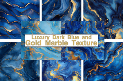 Luxury Dark Blue Gold Marble Background Digital Pattern SVGArt 