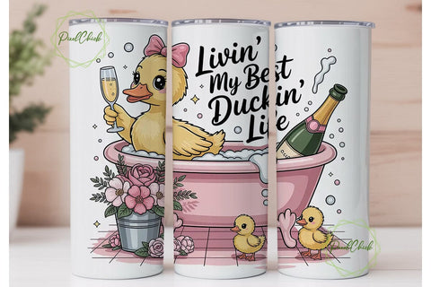 Luxury Duck Bath Tumbler Wrap Sublimation PixelChick 
