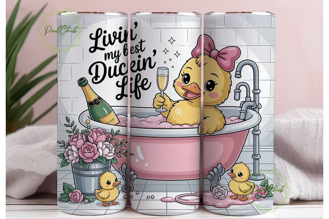 Luxury Duck Bath Tumbler Wrap Sublimation PixelChick 