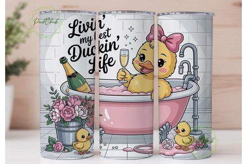 Luxury Duck Bath Tumbler Wrap Sublimation PixelChick 
