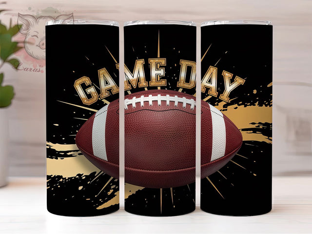 Luxury Gold Football Game Day Tumbler Wrap, Game Day Tumbler Wrap, 20oz Sublimation Design, Metallic Sports Tumbler, Printable Game Day Cup, Luxury Football Wrap, Football Tailgate PNG Sublimation Lara' s Designs 