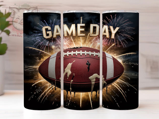 Luxury Gold Football Game Day Tumbler Wrap, Game Day Tumbler Wrap, 20oz Sublimation Design, Metallic Sports Tumbler, Printable Game Day Cup, Luxury Football Wrap, Football Tailgate PNG Sublimation Lara' s Designs 