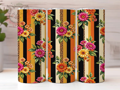 Luxury Leopard Floral Textile 20oz Tumbler, Leopard Print Motif, Floral Textile Design, Luxury Theme, Chic Accent, Stylish Charm, Sublimation Wrap, 20oz Tumbler Sublimation Lara' s Designs 