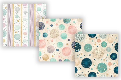 Luxury Pastel Polka Dots Pattern, Seamless Digital Paper Bundle Pack, Printable Scrapbook Paper, Gold Glitter Dot Design Collection Digital Pattern FloridPrintables 