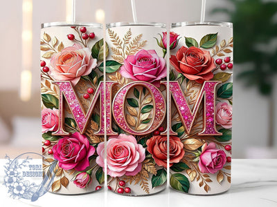 Luxury Pink Rose Mom 20oz Tumbler, Pink Rose, Luxury Design, Mom Gift, Sublimation Wrap, 20oz Tumbler, Elegant Aesthetic, Sentimental Charm Sublimation ToriDesigns 