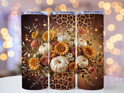 Luxury Pumpkin Sunflower 20oz Tumbler, Pumpkin Sunflower Motif, Luxury Art Design, Autumn Theme, Elegant Accent, Rustic Charm, Sublimation Wrap, 20oz Tumbler Sublimation SvggirlplusArt 