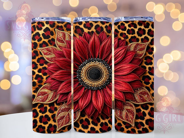 Luxury Red Gold Sunflower 20oz Tumbler, Red Gold Sunflower, Luxury Art Design, Glam Theme, Elegant Accent, Bold Charm, Sublimation Wrap, 20oz Tumbler Sublimation SvggirlplusArt 